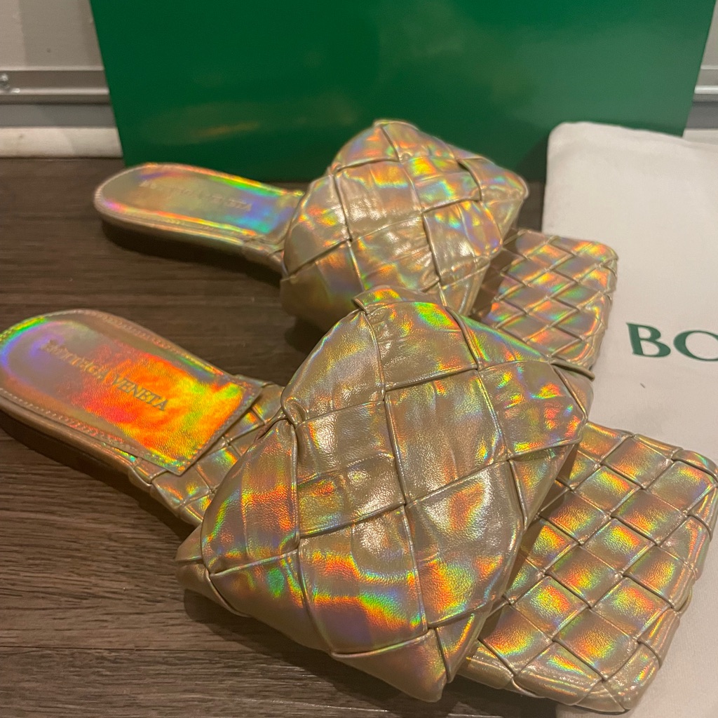 Bottega Veneta Gold Woven Sandals